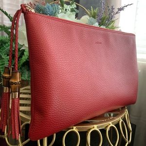 Authentic Red Gucci Envelope Clutch Purse